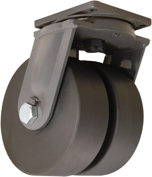 Hamilton - 12" Diam x 4" Wide x 15-1/2" OAH Top Plate Mount Dual Swivel Caster - Nylon, 16,000 Lb Capacity, Sealed Precision Ball Bearing, 8-1/2 x 8-1/2" Plate - Exact Tooling