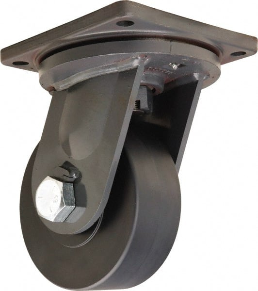 Hamilton - 8" Diam x 3" Wide x 11" OAH Top Plate Mount Swivel Caster - Nylon, 7,200 Lb Capacity, Precision Ball Bearing, 8-1/2 x 8-1/2" Plate - Exact Tooling