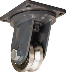 Hamilton - 6" Diam x 3" Wide, Forged Steel Swivel Caster - 10,000 Lb Capacity, Top Plate Mount, 8-1/2" x 8-1/2" Plate, Straight Roller Bearing - Exact Tooling