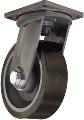 Hamilton - 12" Diam x 4" Wide x 15-1/2" OAH Top Plate Mount Swivel Caster - Polyurethane Mold on Forged Steel, 7,800 Lb Capacity, Tapered Roller Bearing, 8-1/2 x 8-1/2" Plate - Exact Tooling