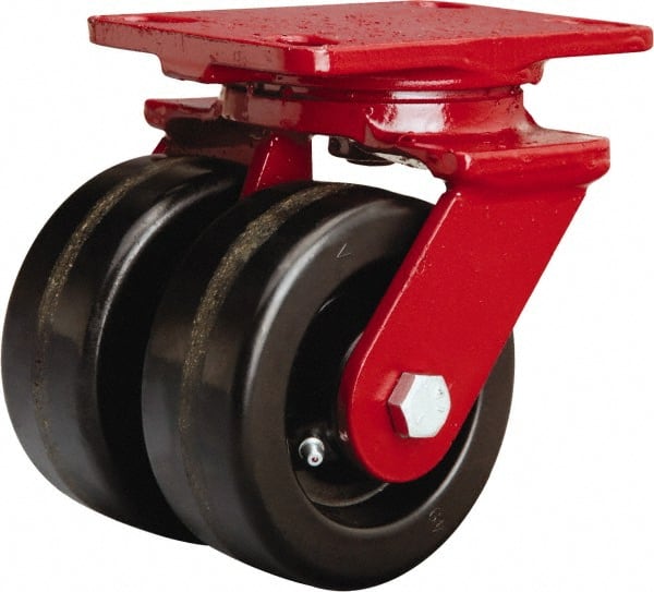 Hamilton - 5" Diam x 2" Wide x 6-3/4" OAH Top Plate Mount Swivel Caster - Phenolic, 2,000 Lb Capacity, Straight Roller Bearing, 4-1/2 x 6-1/2" Plate - Exact Tooling