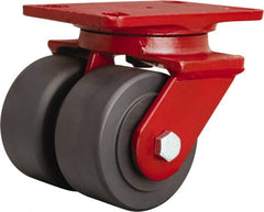 Hamilton - 4" Diam x 2" Wide x 5-5/8" OAH Top Plate Mount Swivel Caster - Nylon, 2,500 Lb Capacity, Sealed Precision Ball Bearing, 4-1/2 x 6-1/2" Plate - Exact Tooling