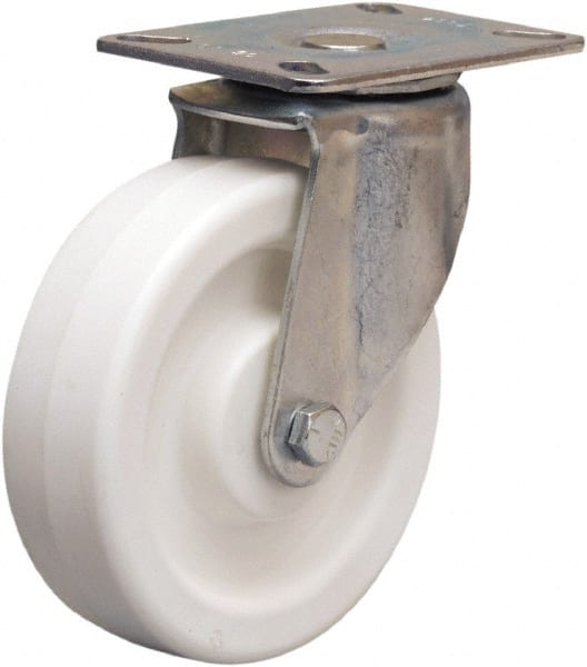 Hamilton - 5" Diam x 1-1/2" Wide x 6-1/16" OAH Top Plate Mount Swivel Caster - Polyolefin, 400 Lb Capacity, Plain Bore Bearing, 3-1/8 x 4-1/8" Plate - Exact Tooling