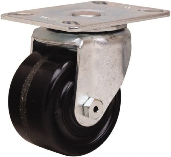 Hamilton - 3" Diam x 1-3/4" Wide x 4" OAH Top Plate Mount Swivel Caster - Phenolic, 400 Lb Capacity, Straight Roller Bearing, 3-1/8 x 4-1/8" Plate - Exact Tooling