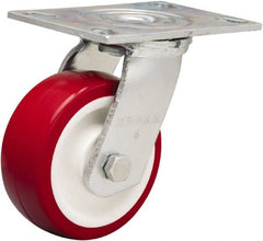 Hamilton - 5" Diam x 2" Wide x 6-1/2" OAH Top Plate Mount Swivel Caster - Polyurethane Mold on Polypropylene, 900 Lb Capacity, Straight Roller Bearing, 4-1/2 x 6-1/4" Plate - Exact Tooling