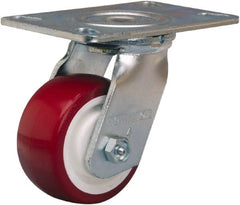 Hamilton - 4" Diam x 2" Wide x 5-5/8" OAH Top Plate Mount Swivel Caster - Polyurethane Mold on Polypropylene, 750 Lb Capacity, Straight Roller Bearing, 4-1/2 x 6-1/4" Plate - Exact Tooling
