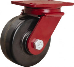 Hamilton - 6" Diam x 2-1/2" Wide x 7-1/2" OAH Top Plate Mount Swivel Caster - Phenolic, 1,800 Lb Capacity, Tapered Roller Bearing, 4-1/2 x 6-1/2" Plate - Exact Tooling