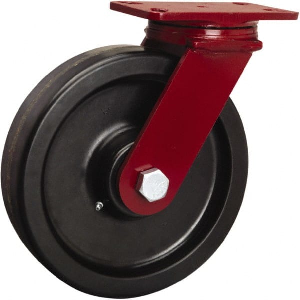 Hamilton - 10" Diam x 2-1/2" Wide x 11-1/2" OAH Top Plate Mount Swivel Caster - Phenolic, 2,200 Lb Capacity, Tapered Roller Bearing, 4-1/2 x 6-1/2" Plate - Exact Tooling