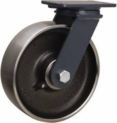 Hamilton - 10" Diam x 3" Wide x 12-1/16" OAH Top Plate Mount Swivel Caster - Forged Steel, 2,400 Lb Capacity, Tapered Roller Bearing, 4-1/2 x 6-1/2" Plate - Exact Tooling
