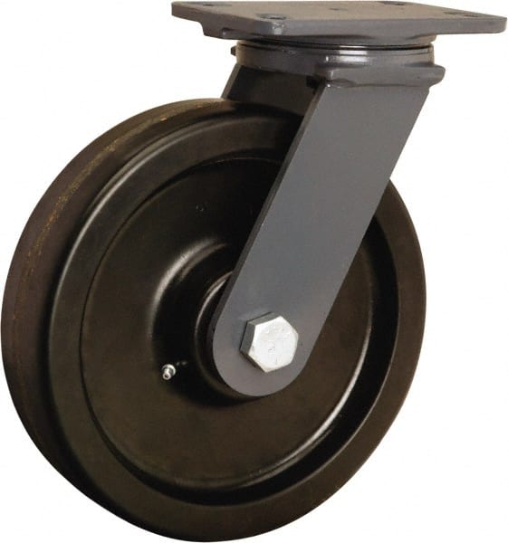 Hamilton - 10" Diam x 2-1/2" Wide x 12-1/16" OAH Top Plate Mount Swivel Caster - Phenolic, 2,400 Lb Capacity, Tapered Roller Bearing, 4-1/2 x 6-1/2" Plate - Exact Tooling