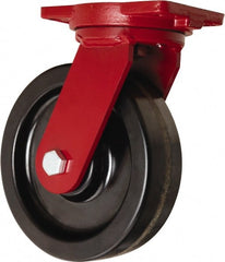 Hamilton - 10" Diam x 3" Wide x 12-1/2" OAH Top Plate Mount Swivel Caster - Phenolic, 2,900 Lb Capacity, Tapered Roller Bearing, 6-1/8 x 7-1/2" Plate - Exact Tooling
