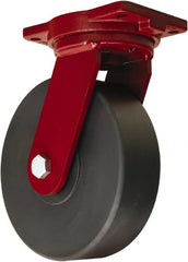 Hamilton - 10" Diam x 3" Wide x 12-1/2" OAH Top Plate Mount Swivel Caster - Nylon, 5,000 Lb Capacity, Sealed Precision Ball Bearing, 6-1/8 x 7-1/2" Plate - Exact Tooling