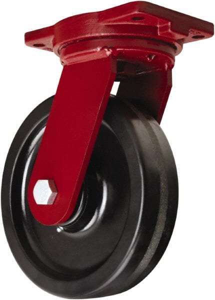 Hamilton - 10" Diam x 2-1/2" Wide x 12-1/2" OAH Top Plate Mount Swivel Caster - Phenolic, 2,500 Lb Capacity, Straight Roller Bearing, 6-1/8 x 7-1/2" Plate - Exact Tooling