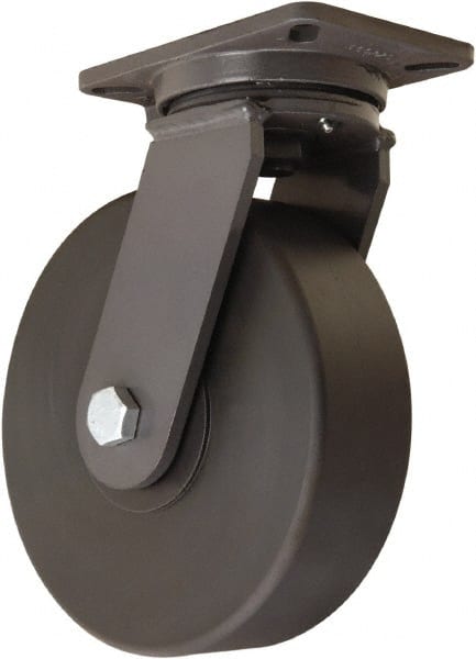 Hamilton - 10" Diam x 3" Wide x 12-1/2" OAH Top Plate Mount Swivel Caster - Nylon, 4,000 Lb Capacity, Sealed Precision Ball Bearing, 5-1/4 x 7-1/4" Plate - Exact Tooling