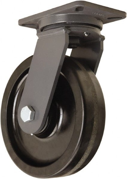 Hamilton - 10" Diam x 2-1/2" Wide x 12-1/2" OAH Top Plate Mount Swivel Caster - Phenolic, 2,500 Lb Capacity, Straight Roller Bearing, 5-1/4 x 7-1/4" Plate - Exact Tooling