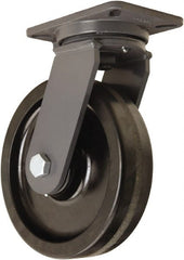 Hamilton - 10" Diam x 2-1/2" Wide x 12-1/2" OAH Top Plate Mount Swivel Caster - Phenolic, 2,500 Lb Capacity, Straight Roller Bearing, 5-1/4 x 7-1/4" Plate - Exact Tooling