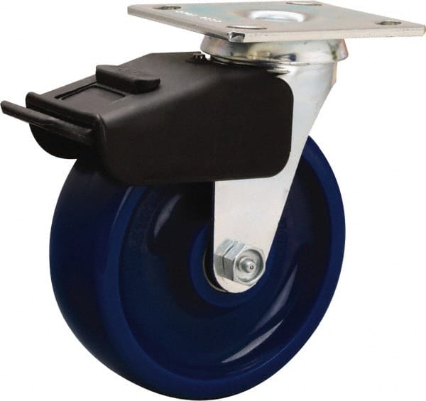 Hamilton - 6" Diam x 2" Wide x 7-1/2" OAH Top Plate Mount Swivel Caster - Polyurethane, 850 Lb Capacity, Precision Ball Bearing, 4 x 4-1/2" Plate - Exact Tooling