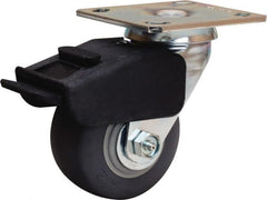 Hamilton - 4" Diam x 2" Wide x 5-5/8" OAH Top Plate Mount Swivel Caster - Rubber Mold on Polyolefin, 300 Lb Capacity, Straight Roller Bearing, 4 x 4-1/2" Plate - Exact Tooling