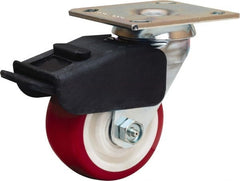 Hamilton - 4" Diam x 2" Wide x 5-5/8" OAH Top Plate Mount Swivel Caster - Polyurethane Mold on Polypropylene, 750 Lb Capacity, Straight Roller Bearing, 4 x 4-1/2" Plate - Exact Tooling