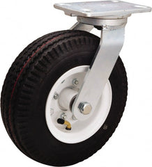 Hamilton - 10" Diam, Rubber Swivel Caster - 480 Lb Capacity, Top Plate Mount, 4-1/2" x 6-1/2" Plate, Precision Ball Bearing - Exact Tooling