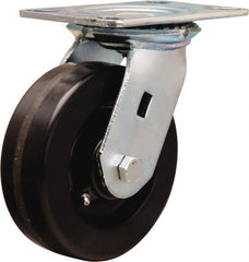 Hamilton - 6" Diam x 2" Wide x 7-1/2" OAH Top Plate Mount Swivel Caster - Phenolic, 1,200 Lb Capacity, Straight Roller Bearing, 4-1/2 x 6-1/4" Plate - Exact Tooling
