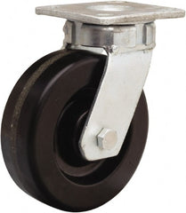 Hamilton - 6" Diam x 2" Wide x 7-1/2" OAH Top Plate Mount Swivel Caster - Phenolic, 1,200 Lb Capacity, Straight Roller Bearing, 4 x 4-1/2" Plate - Exact Tooling