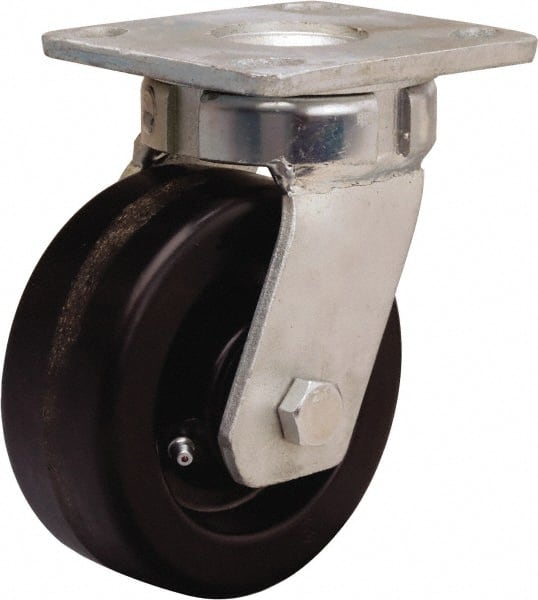 Hamilton - 5" Diam x 2" Wide x 7" OAH Top Plate Mount Swivel Caster - Phenolic, 1,000 Lb Capacity, Straight Roller Bearing, 4 x 4-1/2" Plate - Exact Tooling