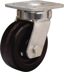 Hamilton - 5" Diam x 2" Wide x 7" OAH Top Plate Mount Swivel Caster - Phenolic, 1,000 Lb Capacity, Straight Roller Bearing, 4 x 4-1/2" Plate - Exact Tooling