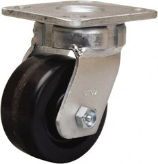 Hamilton - 4" Diam x 2" Wide x 5-5/8" OAH Top Plate Mount Swivel Caster - Phenolic, 800 Lb Capacity, Straight Roller Bearing, 4 x 4-1/2" Plate - Exact Tooling