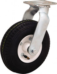 Hamilton - 8" Diam, Rubber Swivel Caster - 320 Lb Capacity, Top Plate Mount, 4" x 4-1/2" Plate, Precision Ball Bearing - Exact Tooling