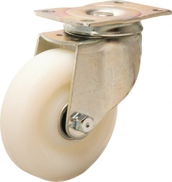 Hamilton - 4" Diam x 1-1/4" Wide x 5" OAH Top Plate Mount Swivel Caster - Nylon, 325 Lb Capacity, Sealed Ball Bearing, 2-1/2 x 3-3/4" Plate - Exact Tooling