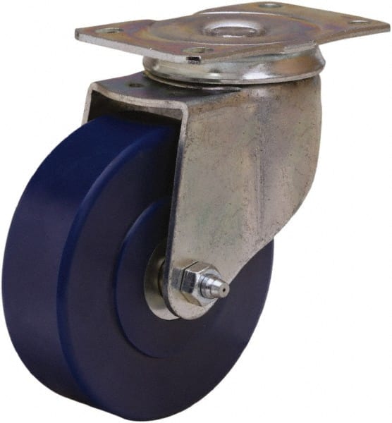 Hamilton - 4" Diam x 1-1/4" Wide x 5" OAH Top Plate Mount Swivel Caster - Polyurethane, 325 Lb Capacity, Straight Roller Bearing, 2-1/2 x 3-3/4" Plate - Exact Tooling