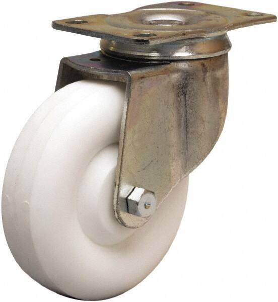 Hamilton - 4" Diam x 1-1/4" Wide x 5" OAH Top Plate Mount Swivel Caster - Polyolefin, 275 Lb Capacity, Plain Bore Bearing, 2-1/2 x 3-3/4" Plate - Exact Tooling