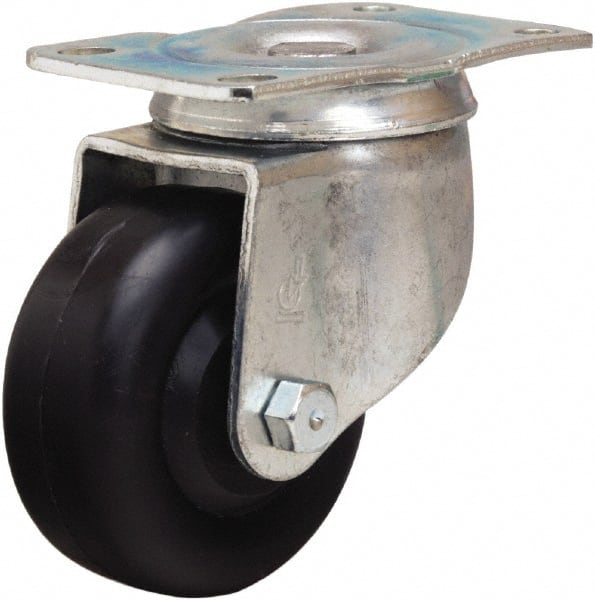 Hamilton - 3" Diam x 1-3/8" Wide x 4" OAH Top Plate Mount Swivel Caster - Polyolefin, 230 Lb Capacity, Plain Bore Bearing, 2-1/2 x 3-3/4" Plate - Exact Tooling