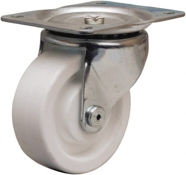 Hamilton - 4" Diam x 1-1/2" Wide x 5" OAH Top Plate Mount Swivel Caster - Polyolefin, 300 Lb Capacity, Plain Bore Bearing, 4 x 5-1/8" Plate - Exact Tooling