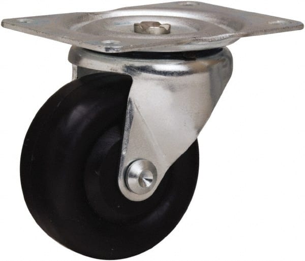 Hamilton - 3" Diam x 1-3/8" Wide x 3-3/4" OAH Top Plate Mount Swivel Caster - Polyolefin, 230 Lb Capacity, Plain Bore Bearing, 3-1/8 x 4-1/8" Plate - Exact Tooling