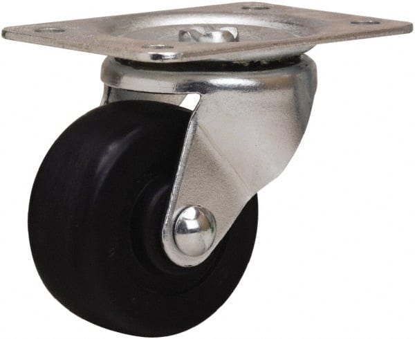 Hamilton - 2-1/2" Diam x 1-1/8" Wide x 3-1/4" OAH Top Plate Mount Swivel Caster - Hard Rubber, 120 Lb Capacity, Self-Lubricating Bearing, 2-1/4 x 4-1/2" Plate - Exact Tooling