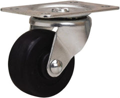 Hamilton - 2-1/2" Diam x 1-1/8" Wide x 3-1/4" OAH Top Plate Mount Swivel Caster - Hard Rubber, 120 Lb Capacity, Self-Lubricating Bearing, 2-1/4 x 4-1/2" Plate - Exact Tooling