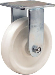 Hamilton - 6" Diam x 1-1/2" Wide x 7-1/2" OAH Top Plate Mount Rigid Caster - Polyolefin, 550 Lb Capacity, Delrin Bearing, 4 x 4-1/2" Plate - Exact Tooling
