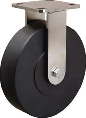 Hamilton - 8" Diam x 2" Wide x 9-1/2" OAH Top Plate Mount Rigid Caster - Nylon, 1,600 Lb Capacity, Stainless Steel Double Shielded Precision Ball Bearing, 4 x 4-1/2" Plate - Exact Tooling