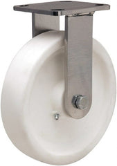 Hamilton - 8" Diam x 2" Wide x 9-1/2" OAH Top Plate Mount Rigid Caster - Polyolefin, 900 Lb Capacity, Delrin Bearing, 4 x 4-1/2" Plate - Exact Tooling