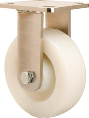 Hamilton - 6" Diam x 2" Wide x 7-1/2" OAH Top Plate Mount Rigid Caster - Nylon, 1,000 Lb Capacity, Stainless Steel Double Shielded Precision Ball Bearing, 4 x 4-1/2" Plate - Exact Tooling