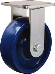 Hamilton - 6" Diam x 2" Wide x 7-1/2" OAH Top Plate Mount Rigid Caster - Polyurethane, 1,100 Lb Capacity, Stainless Steel Double Shielded Precision Ball Bearing, 4 x 4-1/2" Plate - Exact Tooling
