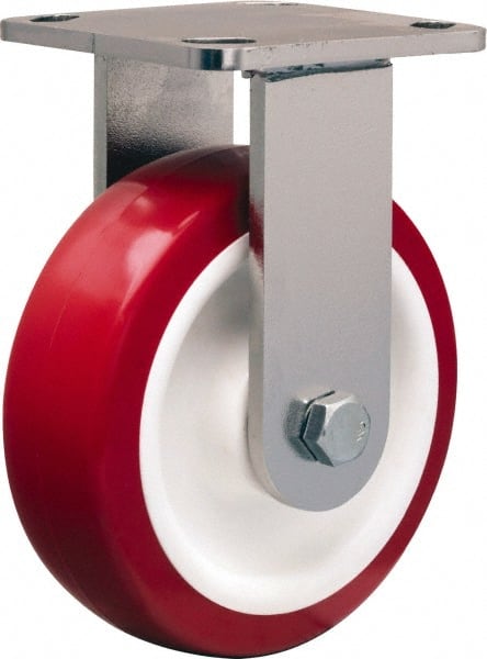 Hamilton - 6" Diam x 2" Wide x 7-1/2" OAH Top Plate Mount Rigid Caster - Polyurethane Mold on Polypropylene, 1,000 Lb Capacity, Delrin Bearing, 4 x 4-1/2" Plate - Exact Tooling