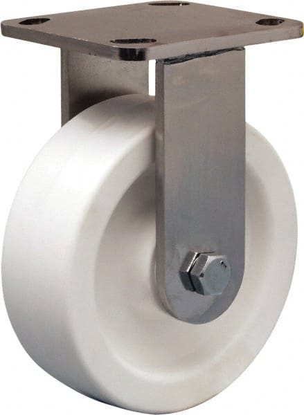 Hamilton - 6" Diam x 2" Wide x 7-1/2" OAH Top Plate Mount Rigid Caster - Polyolefin, 750 Lb Capacity, Delrin Bearing, 4 x 4-1/2" Plate - Exact Tooling