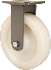 Hamilton - 8" Diam x 2" Wide x 9-1/2" OAH Top Plate Mount Rigid Caster - Nylon, Sealed Precision Ball Bearing, 4 x 4-1/2" Plate - Exact Tooling
