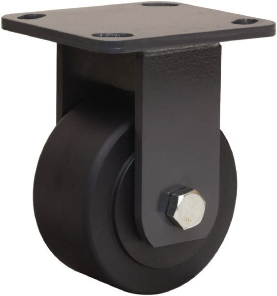 Hamilton - 4" Diam x 2" Wide x 5-5/8" OAH Top Plate Mount Rigid Caster - Nylon, 2,000 Lb Capacity, Sealed Precision Ball Bearing, 4 x 4-1/2" Plate - Exact Tooling