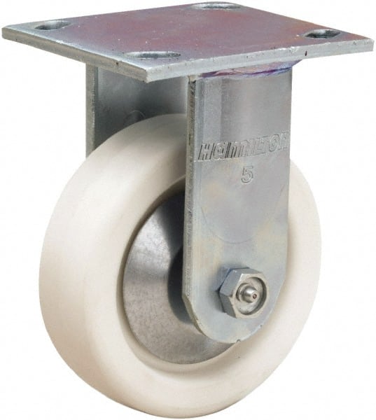 Hamilton - 5" Diam x 1-1/2" Wide x 6-1/2" OAH Top Plate Mount Rigid Caster - Polyolefin, 400 Lb Capacity, Delrin Bearing, 4 x 4-1/2" Plate - Exact Tooling