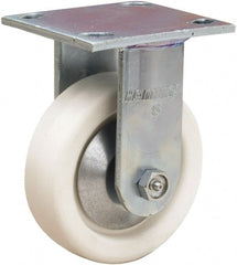 Hamilton - 5" Diam x 1-1/2" Wide x 6-1/2" OAH Top Plate Mount Rigid Caster - Polyolefin, 400 Lb Capacity, Delrin Bearing, 4 x 4-1/2" Plate - Exact Tooling