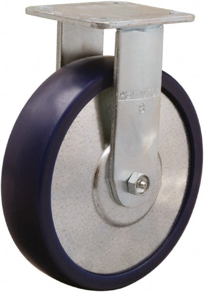Hamilton - 8" Diam x 2" Wide x 9-1/2" OAH Top Plate Mount Rigid Caster - Polyurethane, 900 Lb Capacity, Sealed Precision Ball Bearing, 4 x 4-1/2" Plate - Exact Tooling